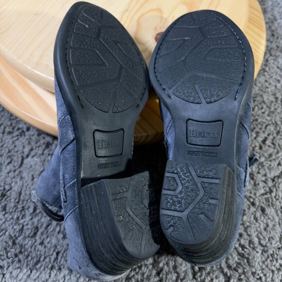 Born Bessie Boots Womens Size 9 Blue Suede Boho Block Heel Ankle Booties - Picture 9 of 9